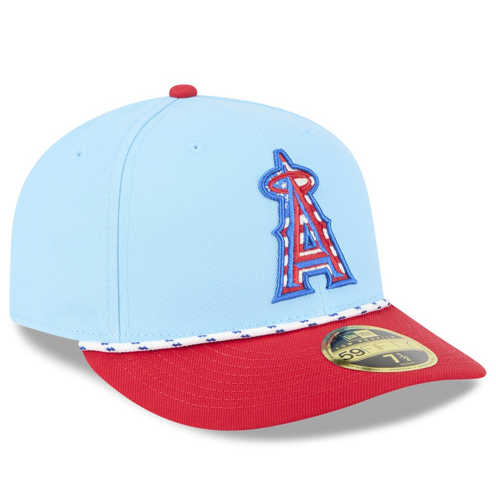 Los Angeles Angels New Era 2025 Fourth of July Low Profile 59FIFTY Fitted Hat - Light Blue/Red Hats