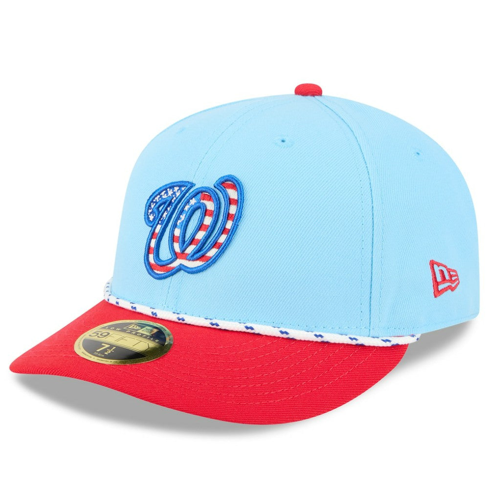 Washington Nationals New Era 2025 Fourth of July Low Profile 59FIFTY Fitted Hat - Light Blue/Red Hats