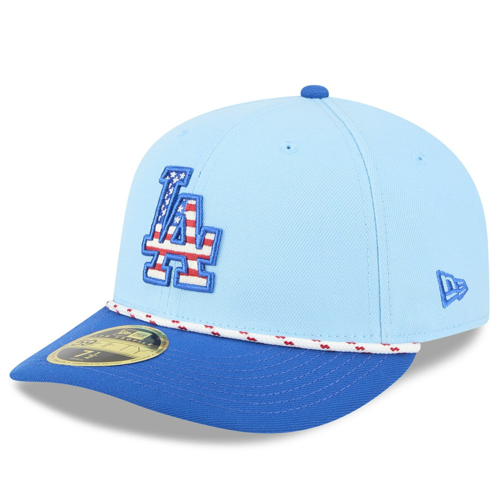 Los Angeles Dodgers New Era 2025 Fourth of July Low Profile 59FIFTY Fitted Hat - Light Blue/Royal Hats