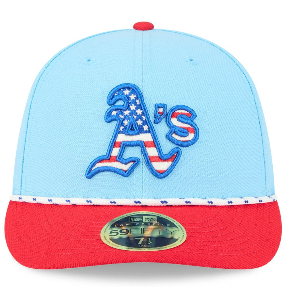 Athletics New Era 2025 Fourth of July Low Profile 59FIFTY Fitted Hat - Light Blue/Red Hats