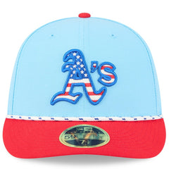 Athletics New Era 2025 Fourth of July Low Profile 59FIFTY Fitted Hat - Light Blue/Red Hats