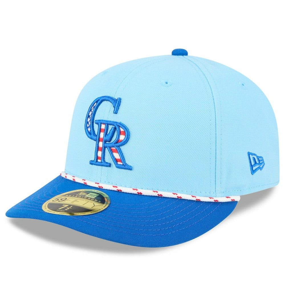 Colorado Rockies New Era 2025 Fourth of July Low Profile 59FIFTY Fitted Hat - Light Blue/Blue Hats