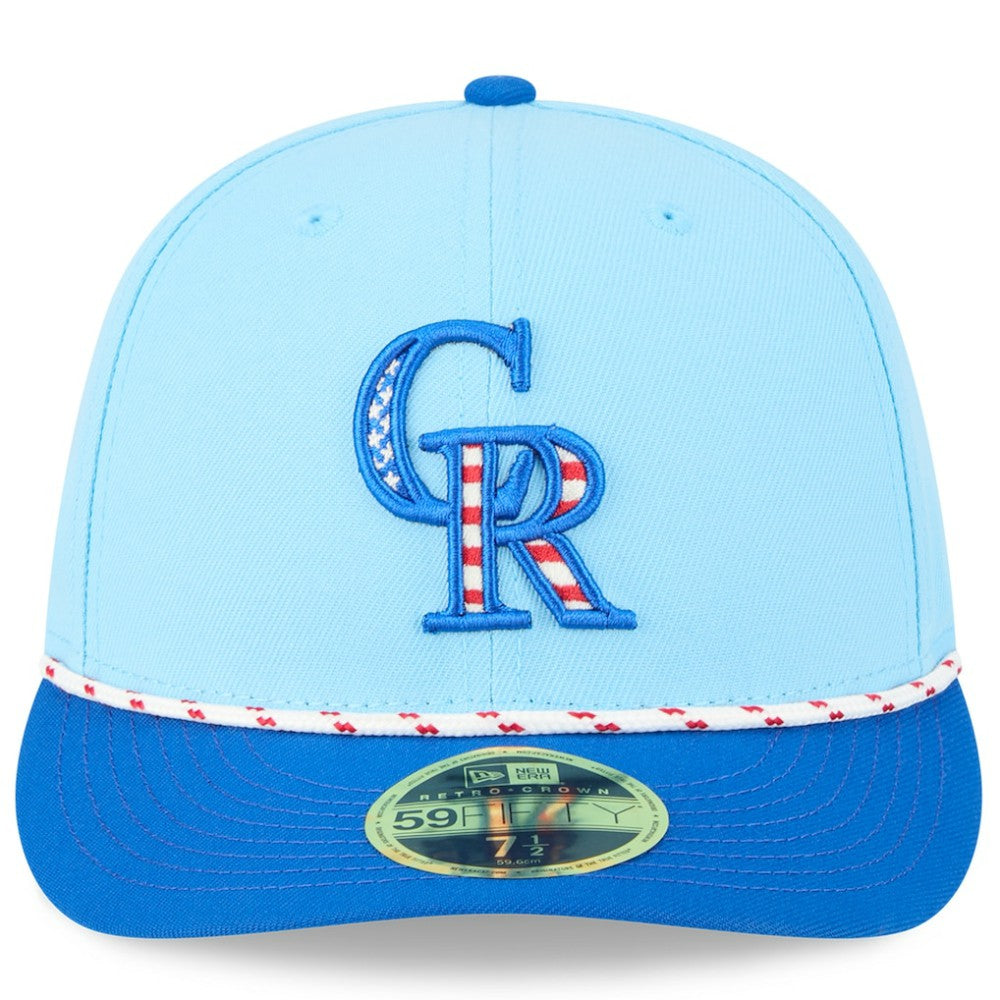 Colorado Rockies New Era 2025 Fourth of July Low Profile 59FIFTY Fitted Hat - Light Blue/Blue Hats