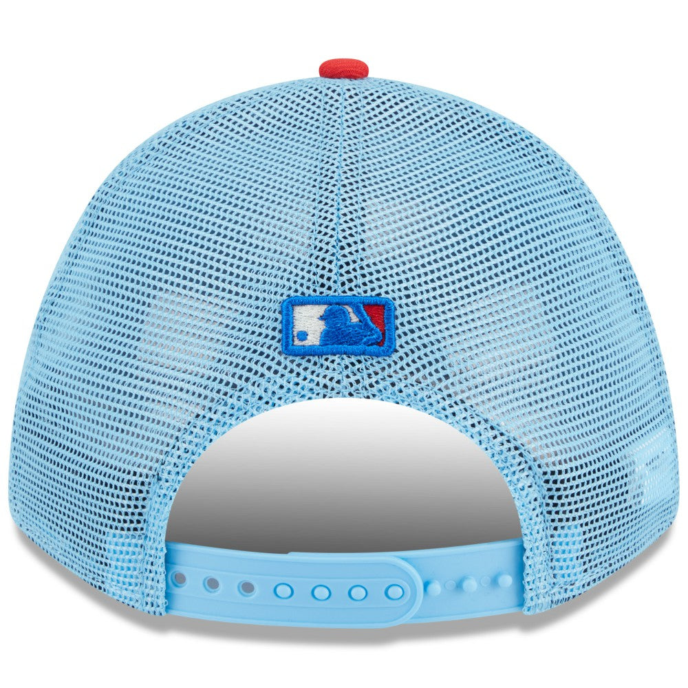 Miami Marlins New Era 2025 Fourth of July 9FORTY A-Frame M-Crown Adjustable Trucker Hat - Light Blue/Red Hats