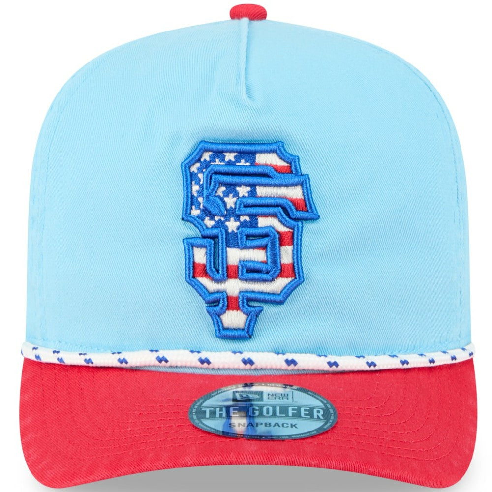 San Francisco Giants New Era 2025 Fourth of July Golfer Snapback Hat - Light Blue/Red Hats