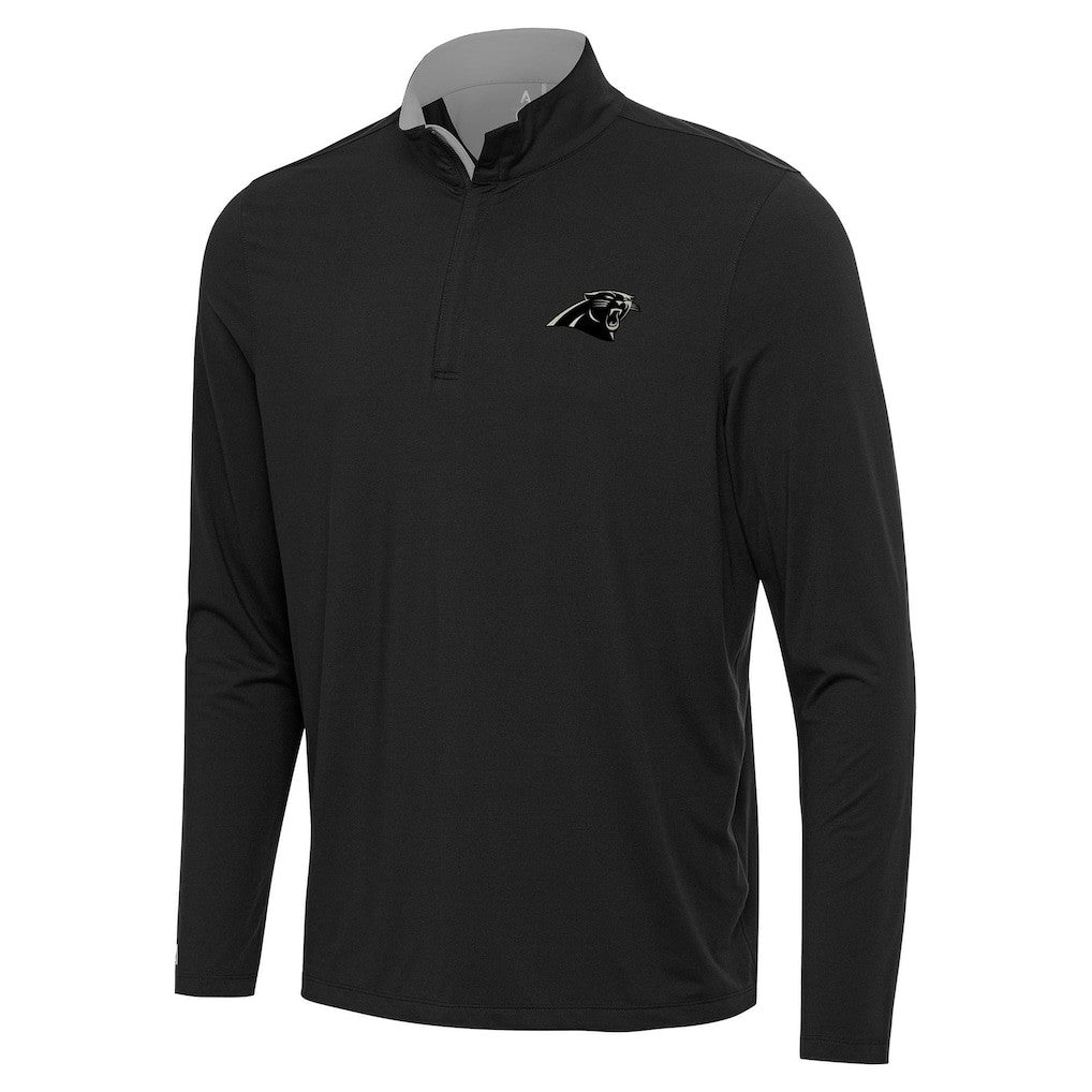 Carolina Panthers Antigua Content Quarter-Zip Pullover Top - Black Pullover