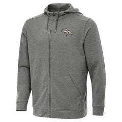 Denver Broncos Antigua Effortless Full-Zip Hoodie Jacket - Heather Black Hoodies