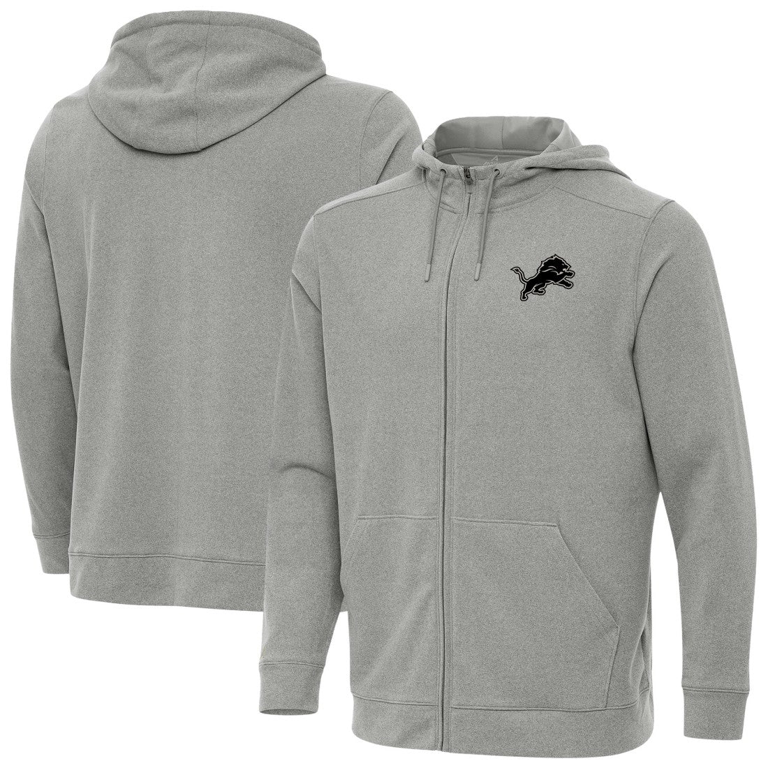 Detroit Lions Antigua Effortless Full-Zip Hoodie Jacket - Heather Gray Hoodies