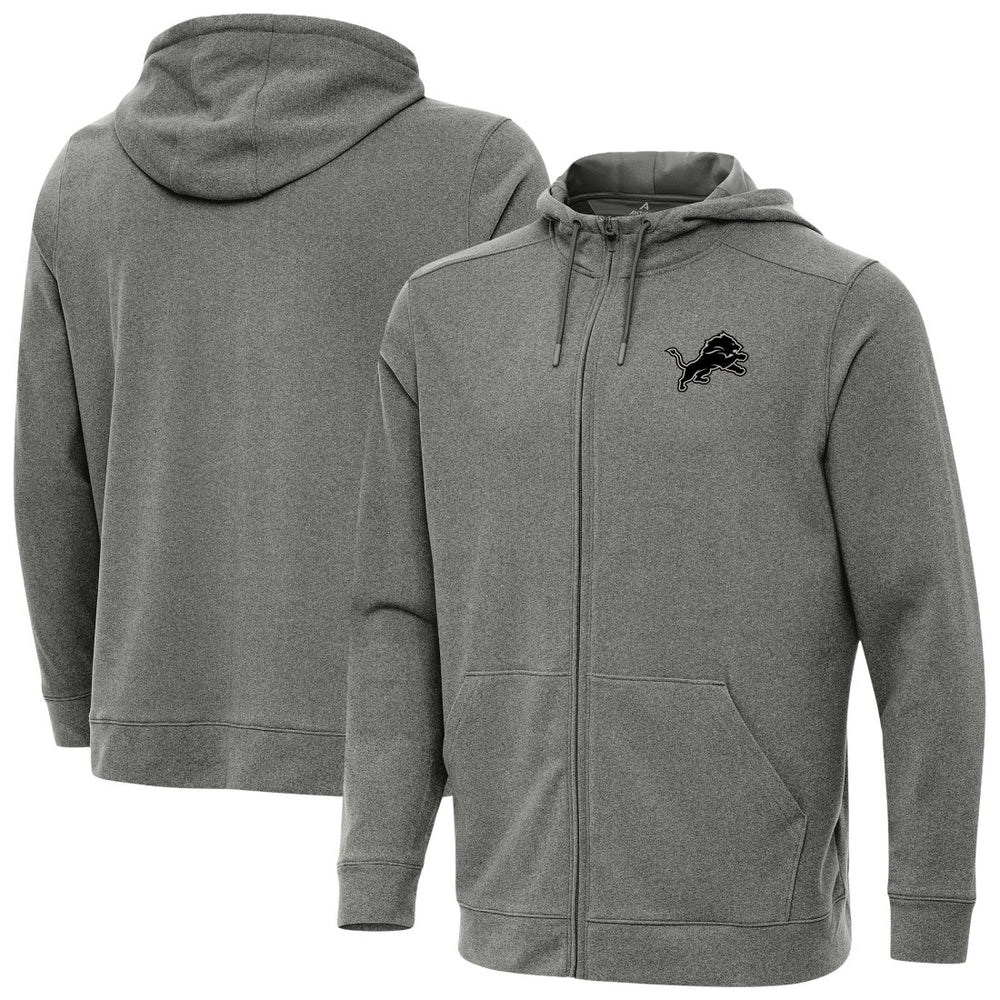 Detroit Lions Antigua Effortless Full-Zip Hoodie Jacket - Heather Black Hoodies