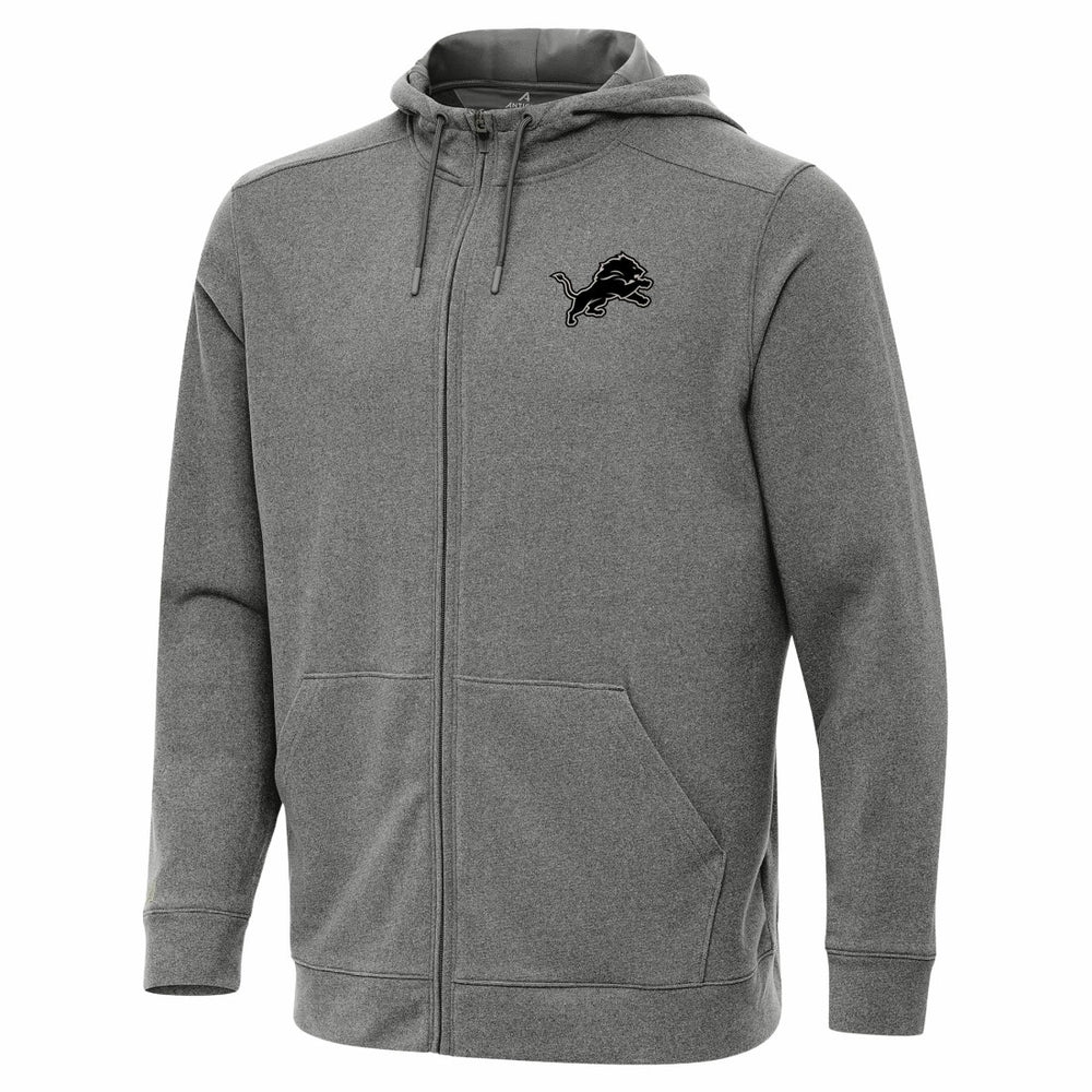 Detroit Lions Antigua Effortless Full-Zip Hoodie Jacket - Heather Black Hoodies