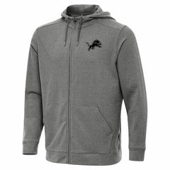 Detroit Lions Antigua Effortless Full-Zip Hoodie Jacket - Heather Black Hoodies
