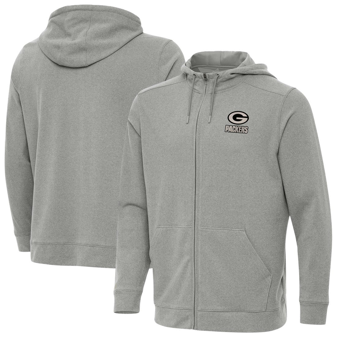 Green Bay Packers Antigua Effortless Full-Zip Hoodie Jacket - Heather Gray Hoodies