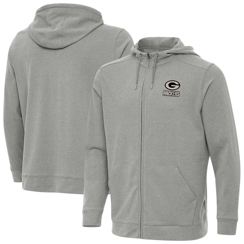 Green Bay Packers Antigua Effortless Full-Zip Hoodie Jacket - Heather Gray Hoodies
