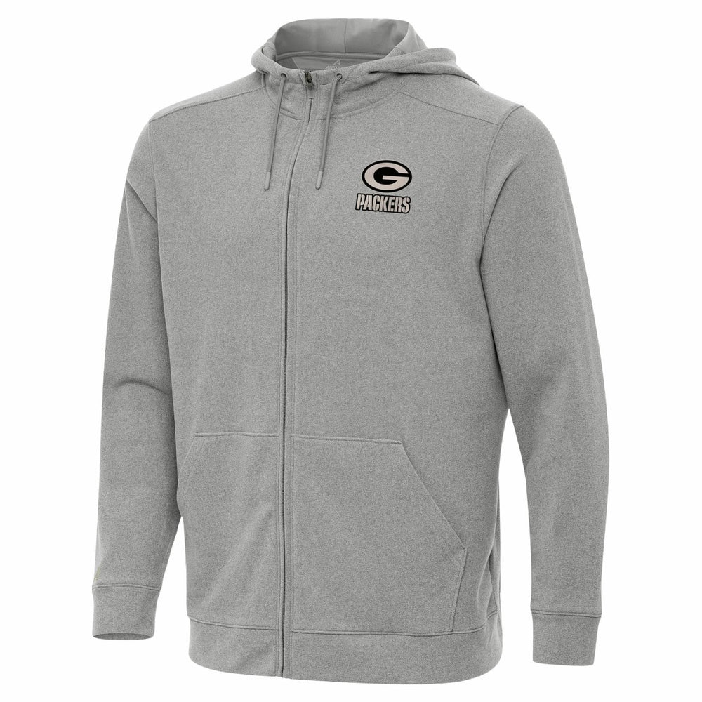 Green Bay Packers Antigua Effortless Full-Zip Hoodie Jacket - Heather Gray Hoodies
