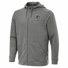 Green Bay Packers Antigua Effortless Full-Zip Hoodie Jacket - Heather Black Hoodies