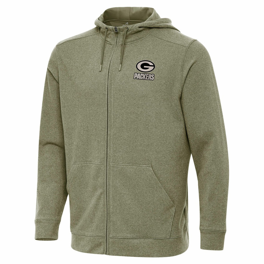 Green Bay Packers Antigua Effortless Full-Zip Hoodie Jacket - Olive Hoodies