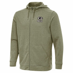 Green Bay Packers Antigua Effortless Full-Zip Hoodie Jacket - Olive Hoodies