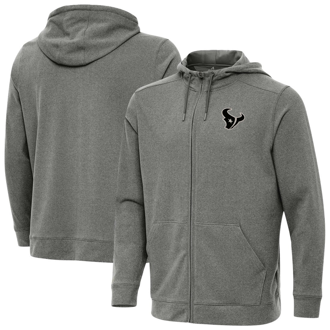Houston Texans Antigua Effortless Full-Zip Hoodie Jacket - Heather Black Hoodies