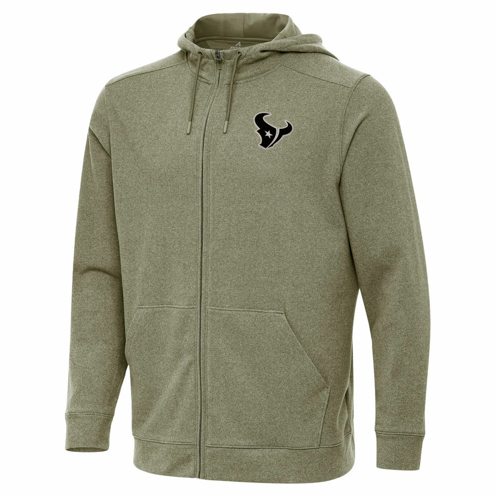 Houston Texans Antigua Effortless Full-Zip Hoodie Jacket - Olive Hoodies