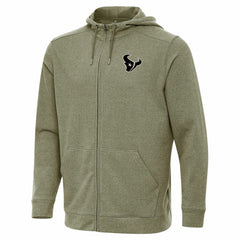 Houston Texans Antigua Effortless Full-Zip Hoodie Jacket - Olive Hoodies
