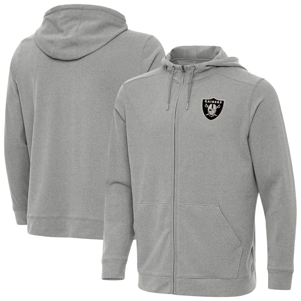 Las Vegas Raiders Antigua Effortless Full-Zip Hoodie Jacket - Heather Gray Hoodies