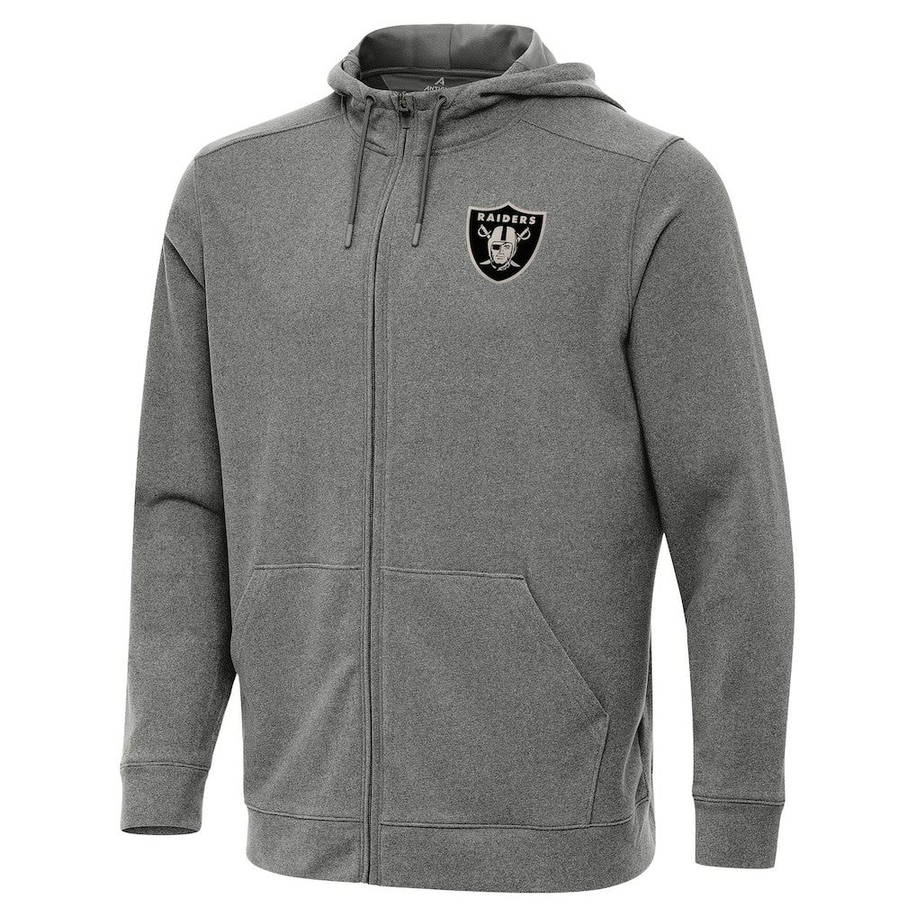 Las Vegas Raiders Antigua Effortless Full-Zip Hoodie Jacket - Heather Black Hoodies