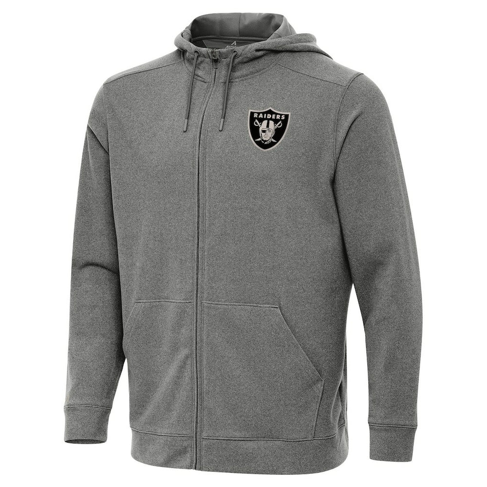 Las Vegas Raiders Antigua Effortless Full-Zip Hoodie Jacket - Heather Black Hoodies