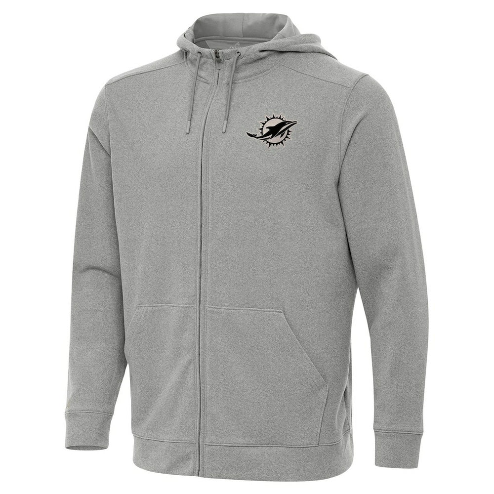 Miami Dolphins Antigua Effortless Full-Zip Hoodie Jacket - Heather Gray Hoodies
