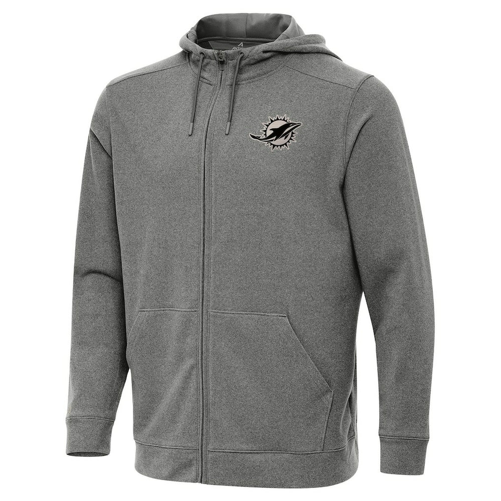 Miami Dolphins Antigua Effortless Full-Zip Hoodie Jacket - Heather Black Hoodies