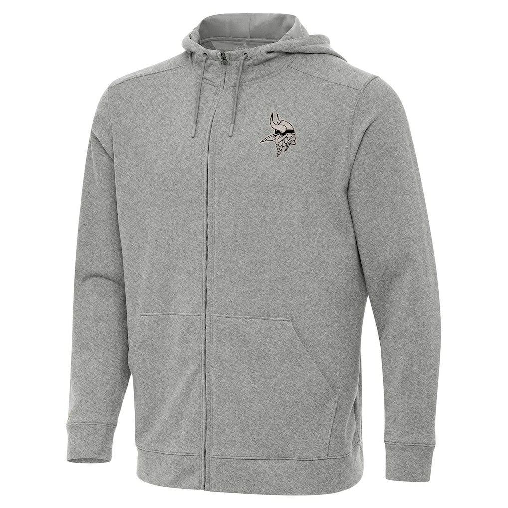 Minnesota Vikings Antigua Effortless Full-Zip Hoodie Jacket - Heather Gray Hoodies