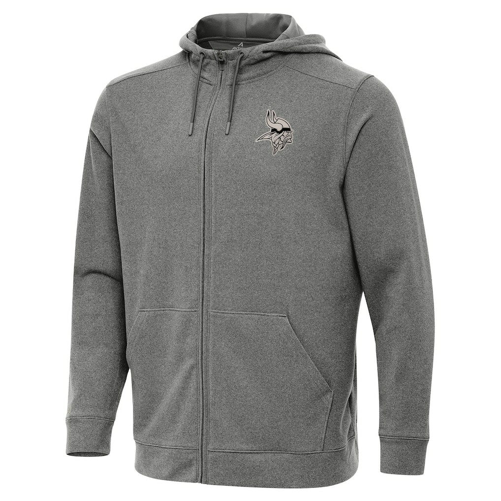 Minnesota Vikings Antigua Effortless Full-Zip Hoodie Jacket - Heather Black Hoodies