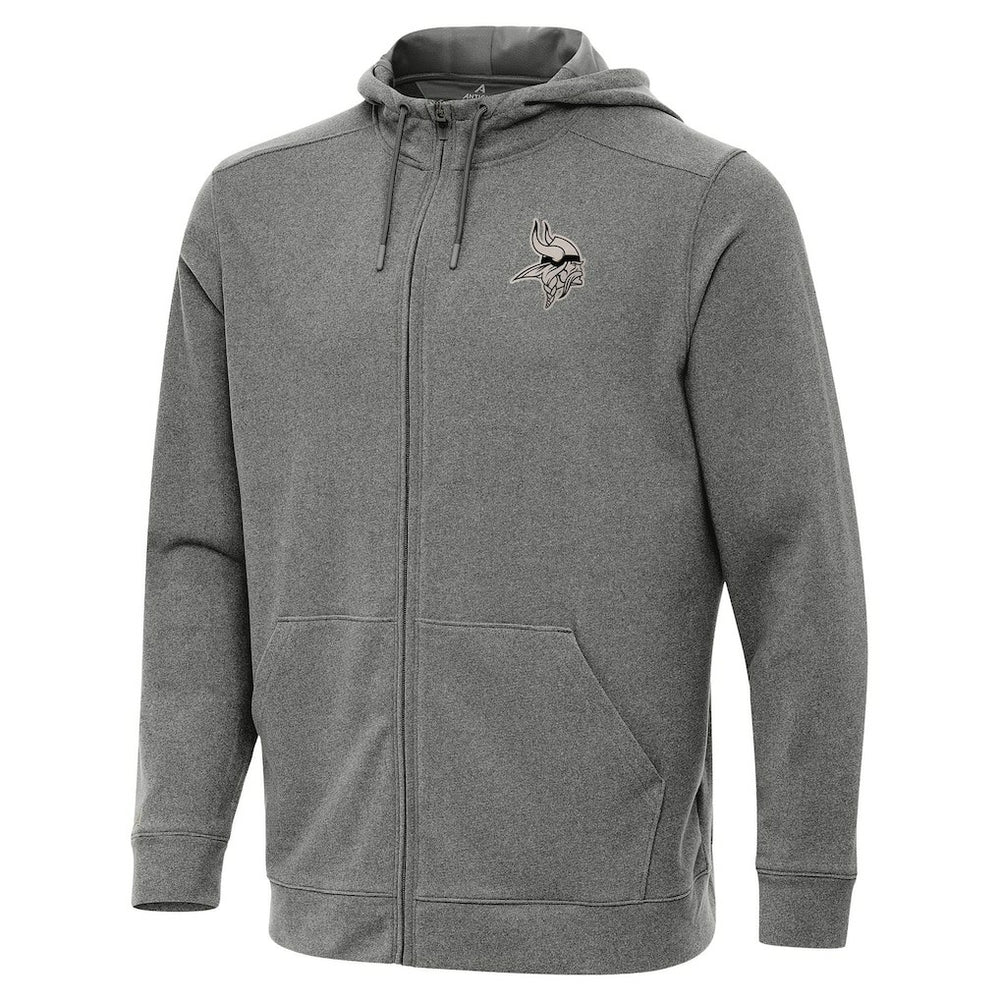 Minnesota Vikings Antigua Effortless Full-Zip Hoodie Jacket - Heather Black Hoodies