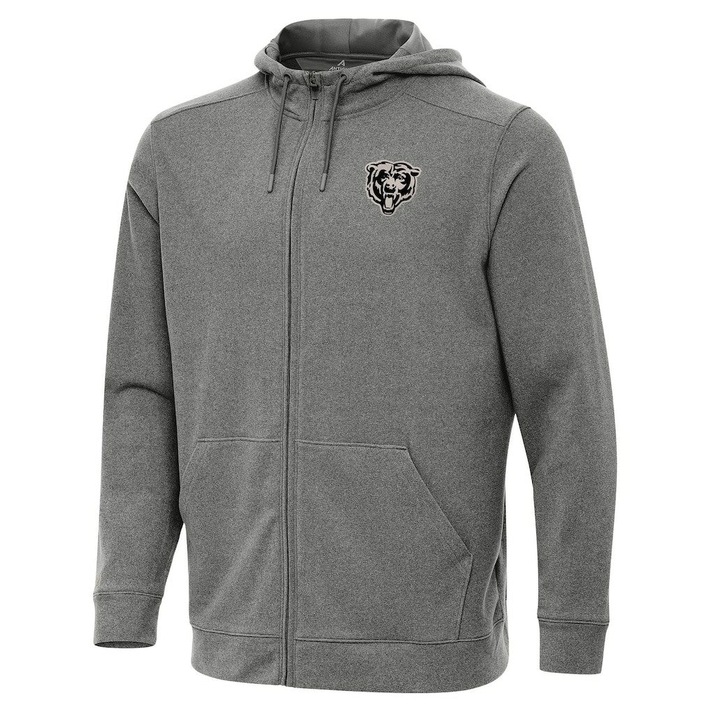 Chicago Bears Antigua Effortless Full-Zip Hoodie Jacket - Heather Black Hoodies