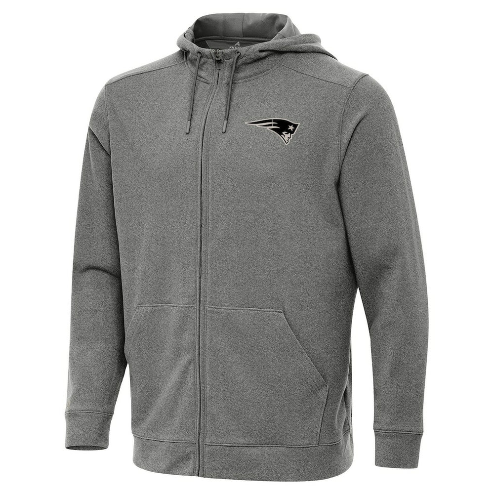 New England Patriots Antigua Effortless Full-Zip Hoodie Jacket - Heather Black Hoodies