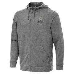 New Orleans Saints Antigua Effortless Full-Zip Hoodie Jacket - Heather Black Hoodies