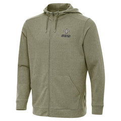 New Orleans Saints Antigua Effortless Full-Zip Hoodie Jacket - Olive Hoodies