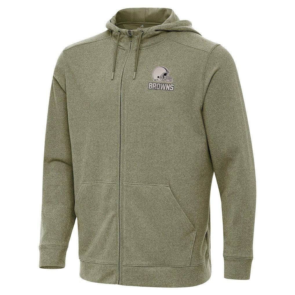 Cleveland Browns Antigua Effortless Full-Zip Hoodie Jacket - Olive Hoodies