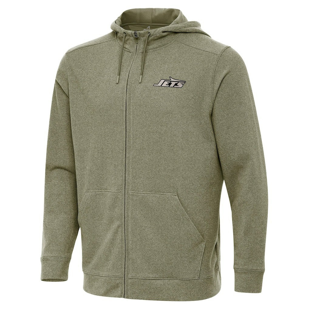 New York Jets Antigua Effortless Full-Zip Hoodie Jacket - Olive Hoodies