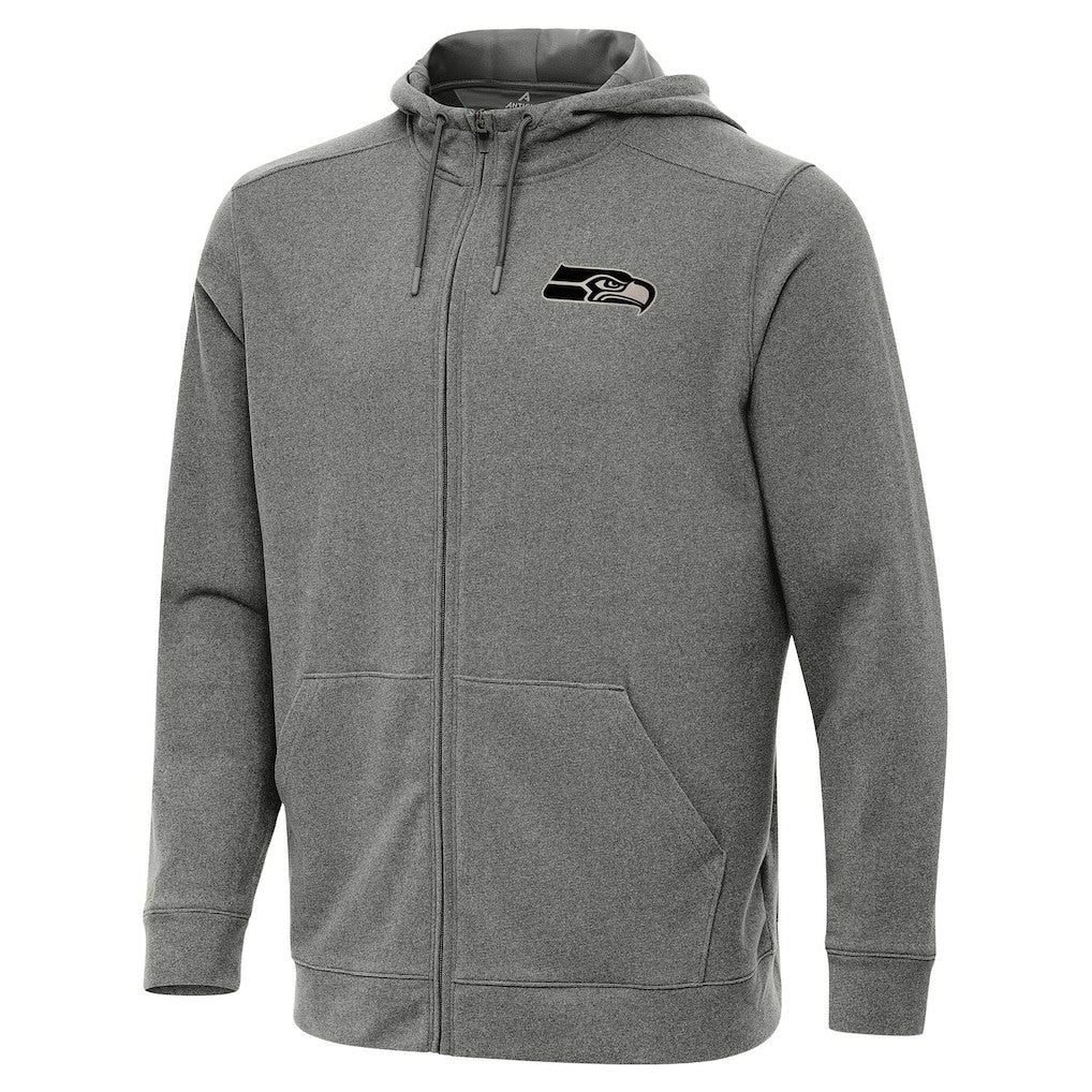 Seattle Seahawks Antigua Effortless Full-Zip Hoodie Jacket - Heather Black Hoodies