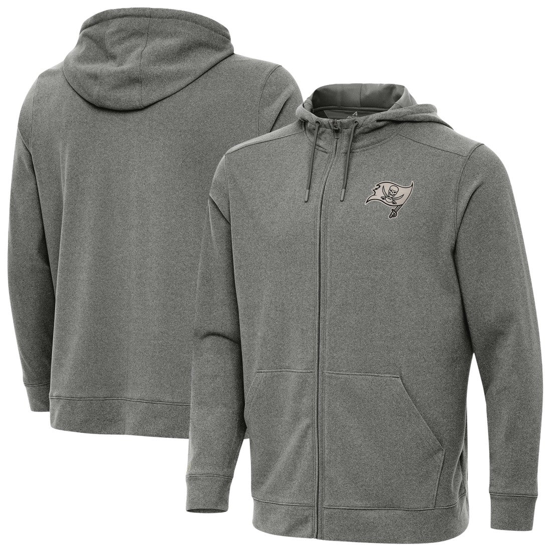 Tampa Bay Buccaneers Antigua Effortless Full-Zip Hoodie Jacket - Heather Black Hoodies