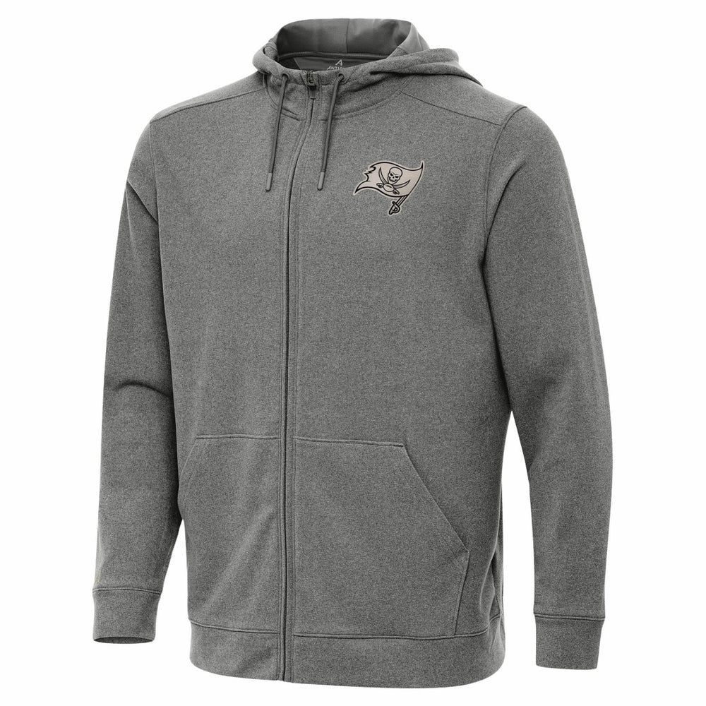 Tampa Bay Buccaneers Antigua Effortless Full-Zip Hoodie Jacket - Heather Black Hoodies