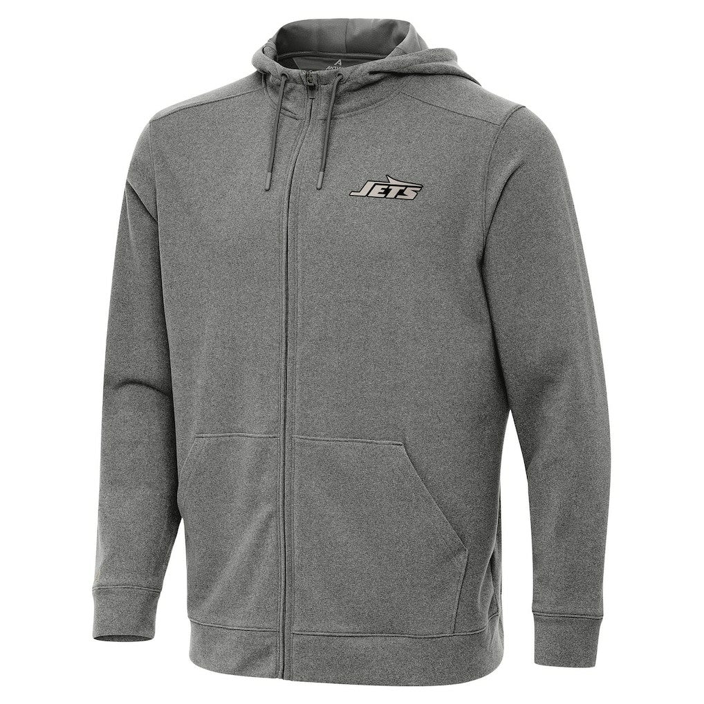 New York Jets Antigua Effortless Full-Zip Hoodie Jacket - Heather Black Hoodies