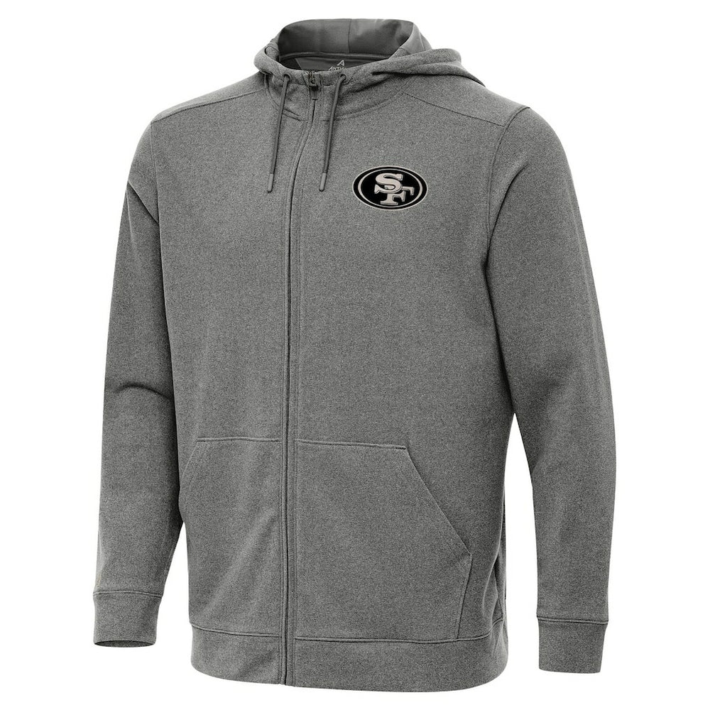 San Francisco 49ers Antigua Effortless Full-Zip Hoodie Jacket - Heather Black Hoodies