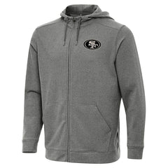 San Francisco 49ers Antigua Effortless Full-Zip Hoodie Jacket - Heather Black Hoodies