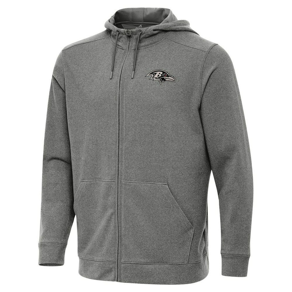 Baltimore Ravens Antigua Effortless Full-Zip Hoodie Jacket - Heather Black Hoodies