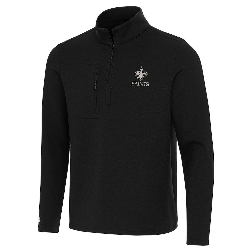 New Orleans Saints Antigua Insider Quarter-Zip Jacket - Black Jackets