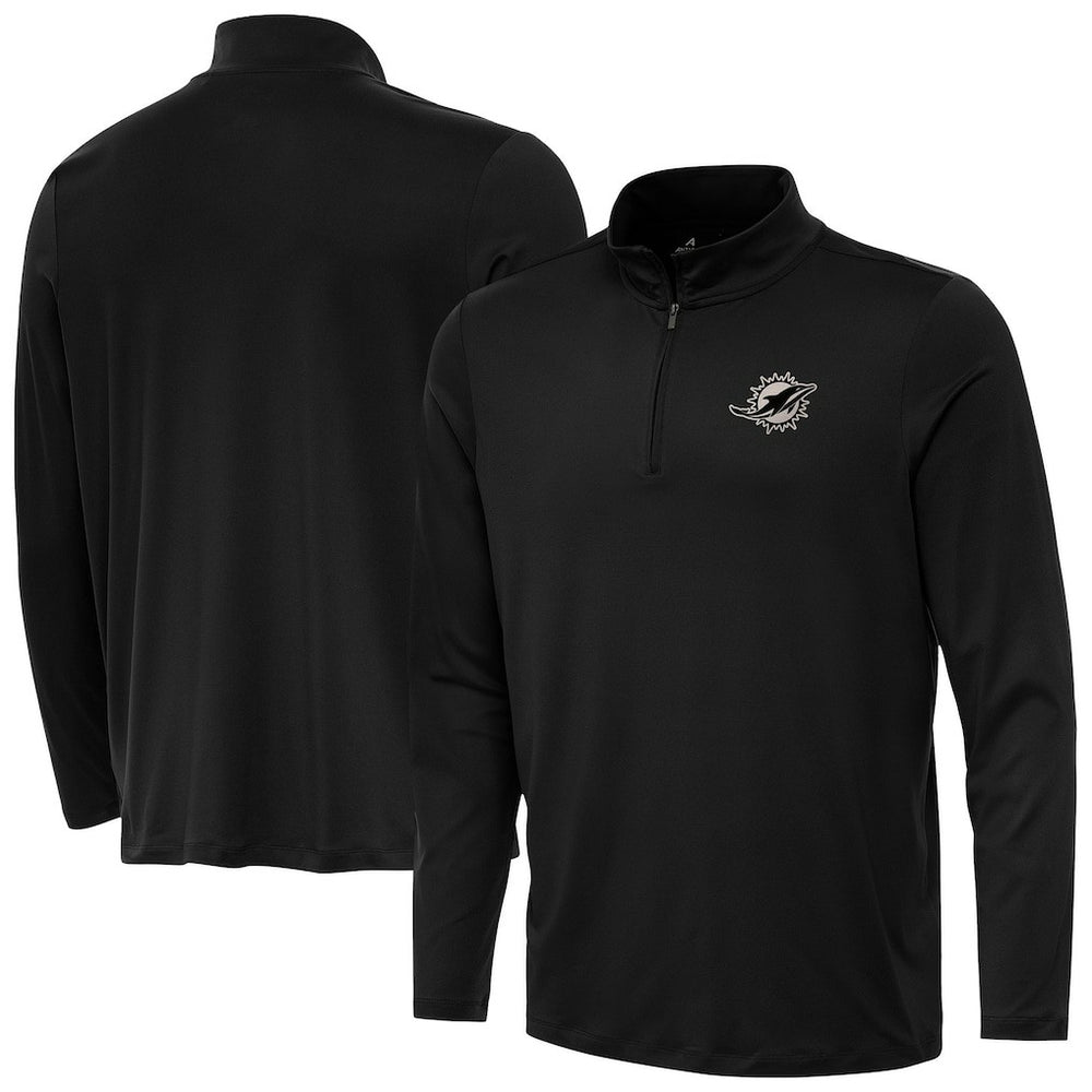 Miami Dolphins Antigua Reprocess Quarter-Zip Top - Black Tops