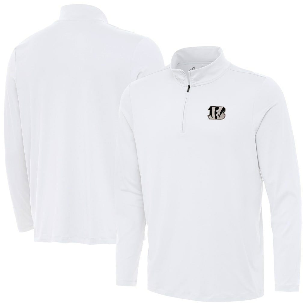 Cincinnati Bengals Antigua Reprocess Quarter-Zip Top - White Tops
