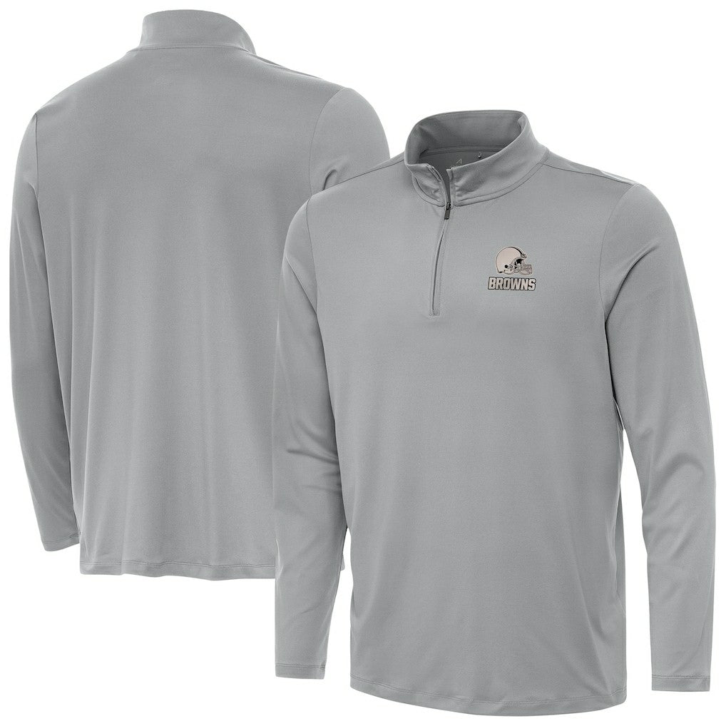 Cleveland Browns Antigua Reprocess Quarter-Zip Top - Gray Tops