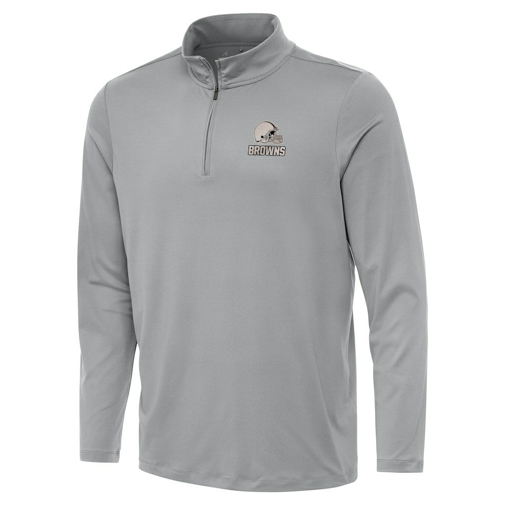 Cleveland Browns Antigua Reprocess Quarter-Zip Top - Gray Tops